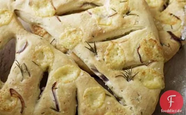 Rote Zwiebel, Gruyère & Rosmarin Fougasse