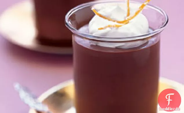 Schokoladen-Orange Pots de Crème mit kandierter Orangenschale