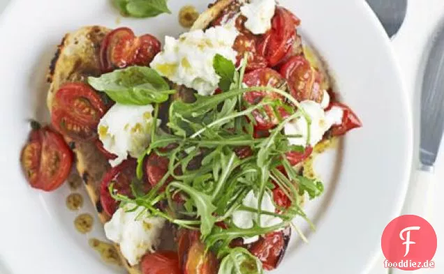Gebratene Tomaten, mozzarella & Rucola