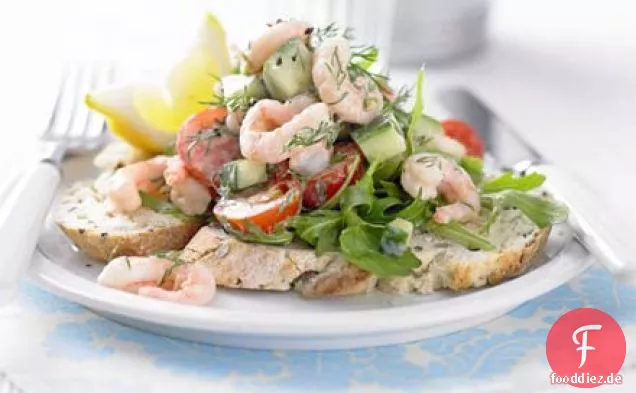 Offenes Garnelen-Cocktail-Sandwich
