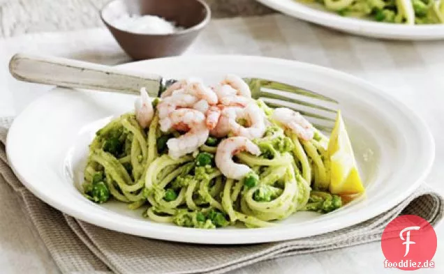 Erbsenpesto & Garnelen Spaghetti