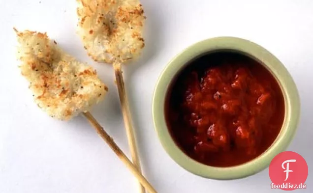 Geröstete rote Paprika und Basilikumsauce