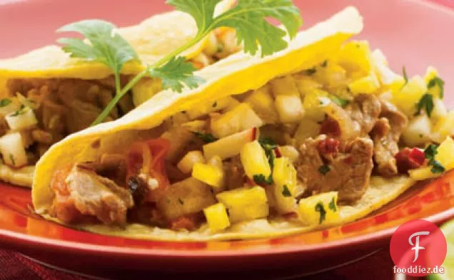 Chipotle Schweinefleisch Weiche Tacos mit Ananas Salsa