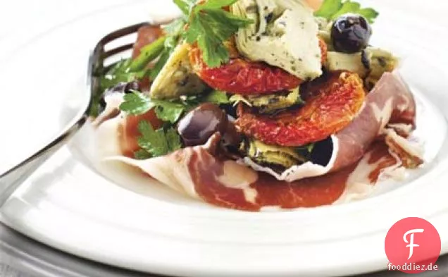 Langsam gebratene Tomaten mit Iberico Schinken & Artischocken