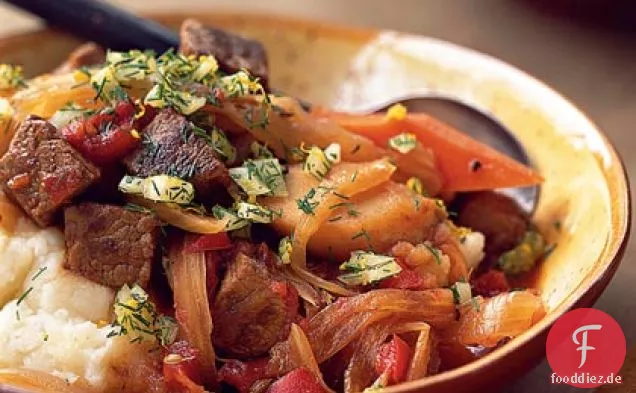 Geschmorter Fenchel mit Zwiebeln und Paprika