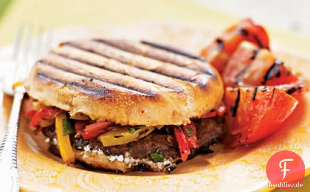 Gegrillte Portobello, Paprika und Ziegenkäse-Sandwiches