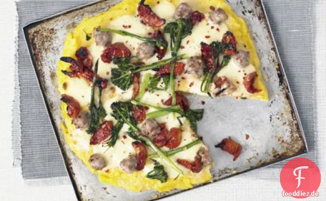 Polenta-Torte mit Wurst & Brokkoli