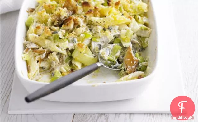 Lauch & Makrele Penne backen