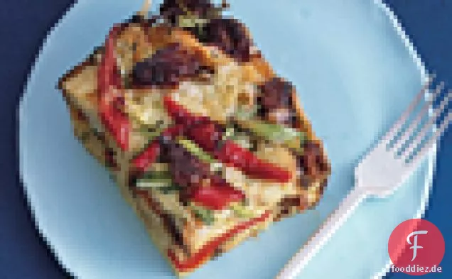 Wurst, Fontina und Paprika Schichten