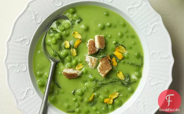 Eine grüne Erbsensuppe, ohne Fleisch