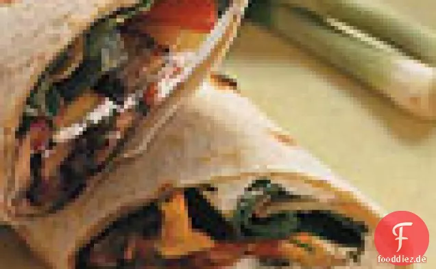 Pilz-Wraps mit Spinat, Paprika und Ziegenkäse
