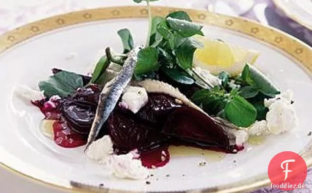 Rote Beete, Ziegenkäse & Sardellensalat