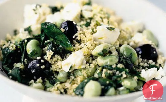 Spinat, Saubohnen & Feta Salat