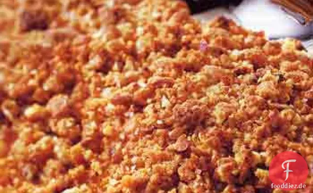 Süßkartoffel-Orangenpüree mit Mandelstreusel
