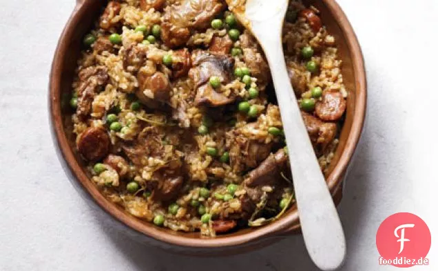 Gebackenes Kaninchen & chorizo-Reis