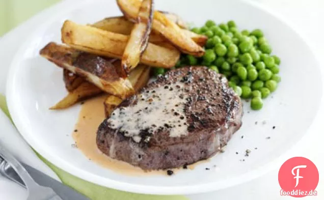 Steak, Chips & schnelle Pfeffersauce