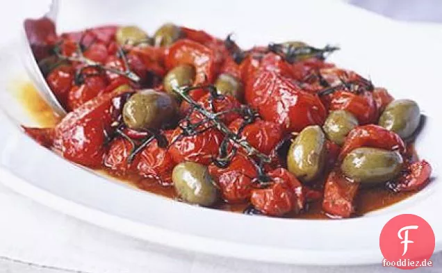 Kreuzkümmel gebratene Paprika & Tomaten