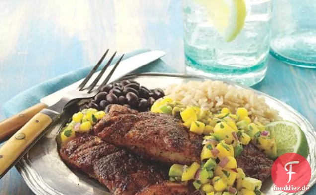 Geschwärzter Snapper mit Mango Salsa