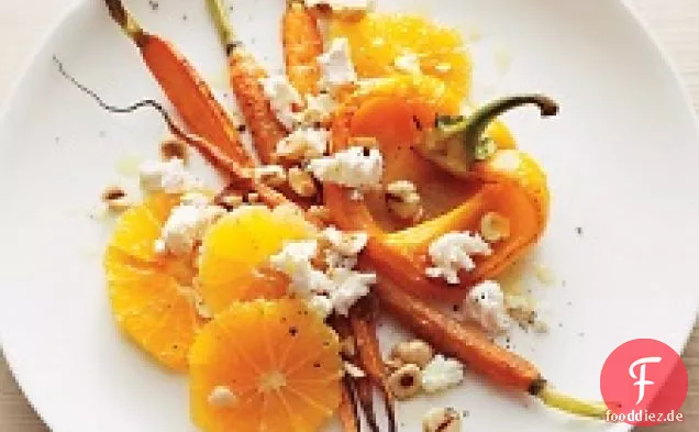 Geröstete Paprika Und Karotten Mit Orange Und Haselnüssen