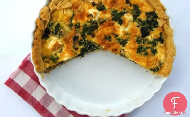 Pilz, Spinat und Feta-Quiche