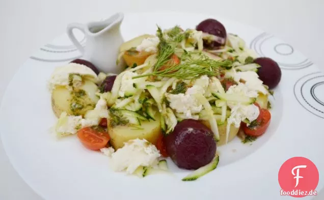 5:2 Diät - Kartoffel-Rote-Bete-Salat mit Mozzarella = 300 Kalorien