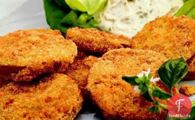 Gebratene Grüne Tomaten mit basilikum Mayonnaise