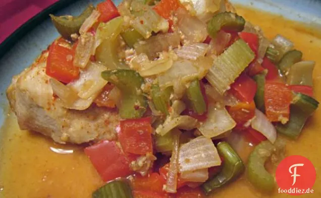 Orange Huhn Crock Topf