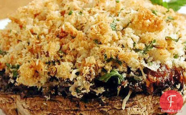 Gefüllte Portobello Pilze mit Oliven und Karamellisierten Zwiebeln
