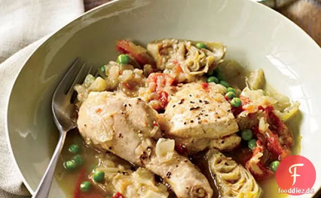 Hähnchen-Tajine mit Artischockenherzen und Erbsen