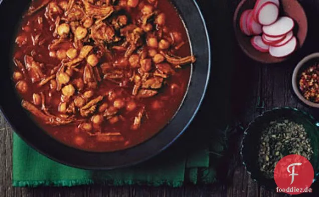Schweinefleisch und Hominy Eintopf