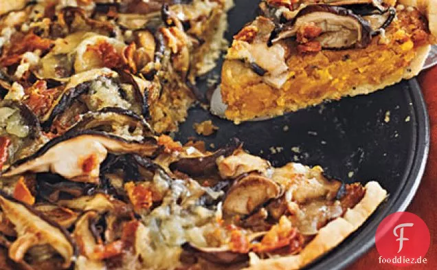 Butternut Squash und Pilzkuchen mit Gruyère