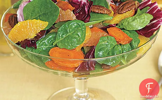 Spinat, Geröstete Karotten und Radicchio Salat