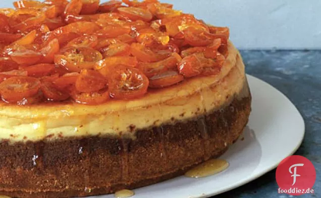 Orangenkäsekuchen mit kandierten Kumquats