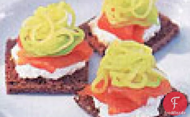 Geräucherter Lachs-und Gurken-Quadrate