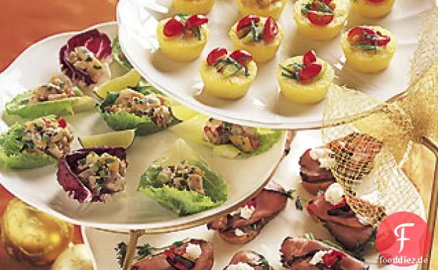 Roastbeef und Rucola Crostini mit Oliven-Paprika Relish