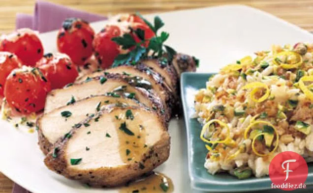 Gewürzgeriebene Hähnchenbrust mit Zitronen-Schalotten-Sauce