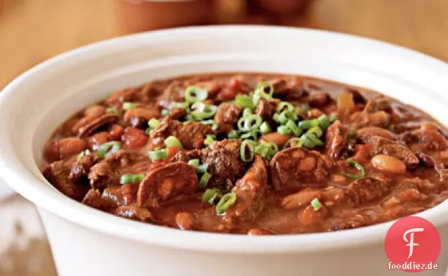 Rindfleisch, Schwarze Bohnen und Chorizo Chili