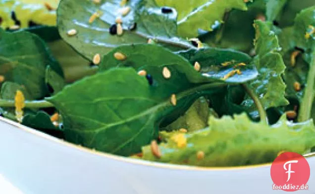 Romana-und Rucola-Salat mit Gerösteten Samen