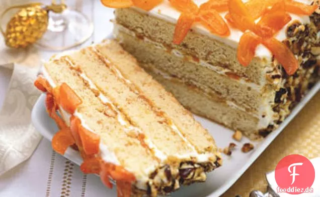 Haselnuss Crunch Kuchen mit Honig Kumquats