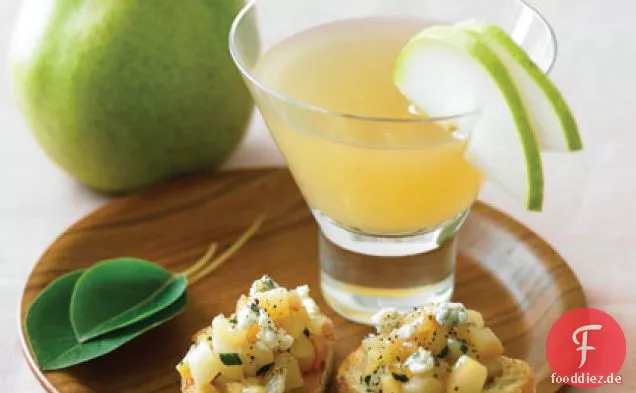 Karamellisierte Birne und Salbei Crostini