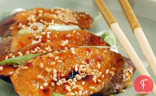 Miso-Knoblauch Gebratene Auberginen