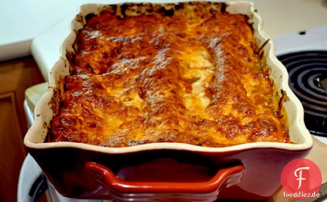 Gebratene Auberginen-Portobello-Pilz-Lasagne