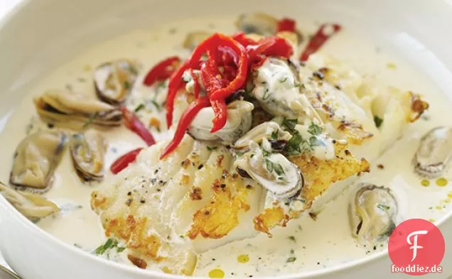 Gebratener Kabeljau mit würziger Muschel Aioli