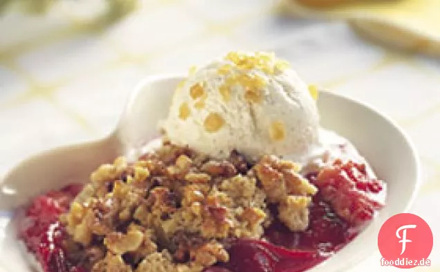 Pflaume und Walnuss knusprig mit Ingwer-Eis
