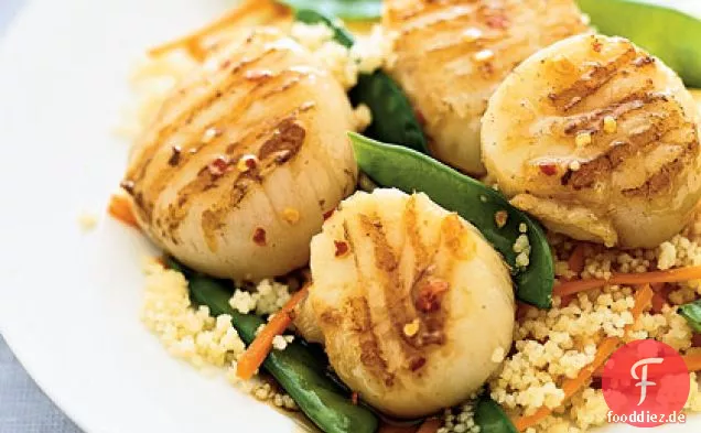 Glasierte Jakobsmuscheln Mit Couscous