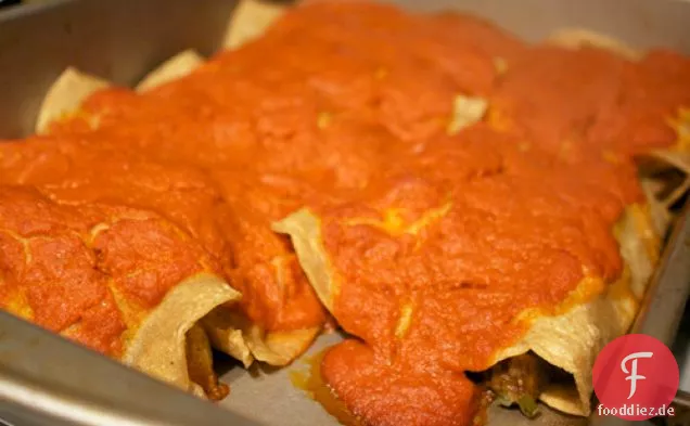 Abendessen heute Abend: Auberginen-Mandel-Enchiladas
