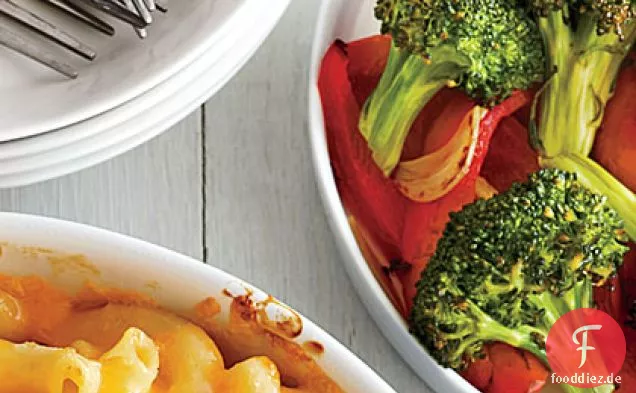 Gerösteter Brokkoli und rote Paprika