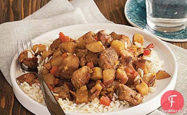 Curry-Schweinefleisch über Basmati-Reis