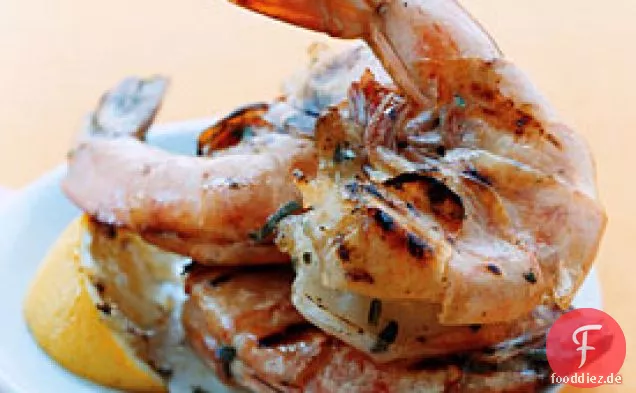 Gegrillte Jumbo-Garnelen mit Zitrone und Oregano
