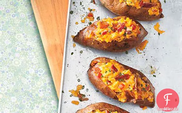 Zweimal Gebackene Süßkartoffeln mit Cheddar und Speck